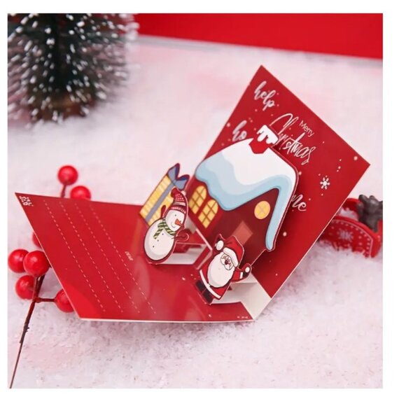 Set of 6 - 3D Pop-Up Christmas Cards -arrange yourself- Santa, Pinguin & Snowman - Picture 8 of 11